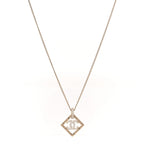 Baguette Crystal Quilted CC Pendant Necklace Gold