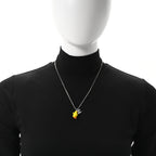 Metal Resin Strass Crystal CC Baby Chick Pendant Necklace Silver Yellow Orange