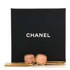 CC Tags Drop Earrings Gold Pink