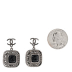 Metal Resin CC Drop Earrings Ruthenium Black