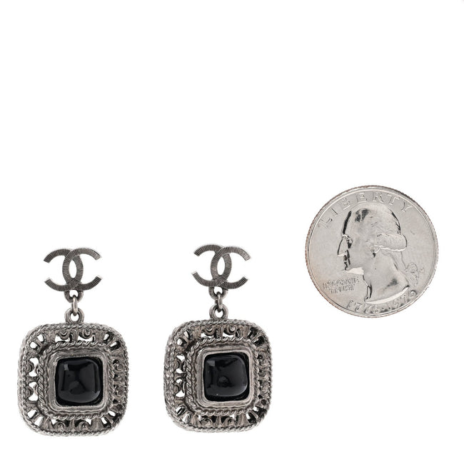 Metal Resin CC Drop Earrings Ruthenium Black Main Image