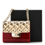 Metal Resin Flap Bag Long Necklace Gold Red