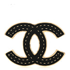 Metal Enamel CC Brooch Gold Black