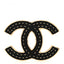 Metal Enamel CC Brooch Gold Black