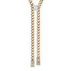 Chain Link Crystal CC Dog Tag Charm Necklace Gold