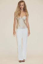 Champagne Satin Corset Cami Top
