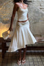 White Lace Waist Asymmetric Skirt