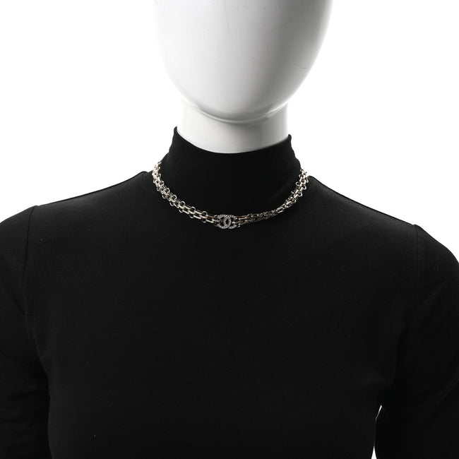 Metal Crystal CC Choker Necklace Gold Main Image