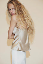 Champagne Satin Corset Cami Top