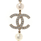 Pearl Crystal CC Necklace Light Gold