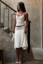 White Halter Lace Sheer Cami Top
