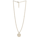 Pearl CC Round Pendant Necklace Gold