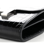 Shiny Alligator Constance Short Wallet Black