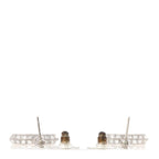 Baguette Crystal CC Drop Earrings Silver