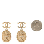 Crystal CC Medallion Drop Earrings Gold