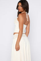 White Halter Lace Sheer Cami Top