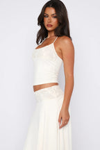White Halter Lace Sheer Cami Top