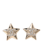 Metal Crystal CC Star Earrings Gold