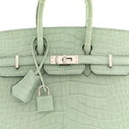 Matte Alligator Birkin Sellier 25 Vert D'eau