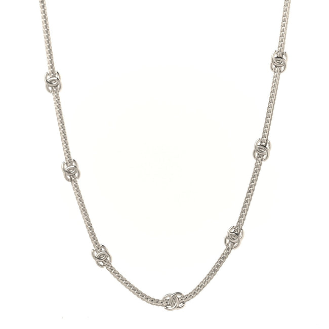Metal CC Short Chain Necklace Silver Hover Image
