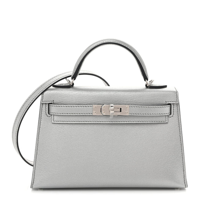 Metallic Chevre Chamkilight Mini Kelly Sellier 20 Argent Hover Image