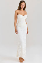 White Lace Corset Fishtail Gown