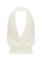 White Cross Halter Open Back Top