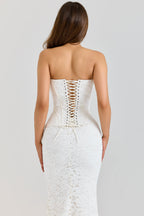 White Lace Corset Fishtail Gown