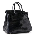 Shiny Porosus Crocodile Birkin 30 Bleu Marine