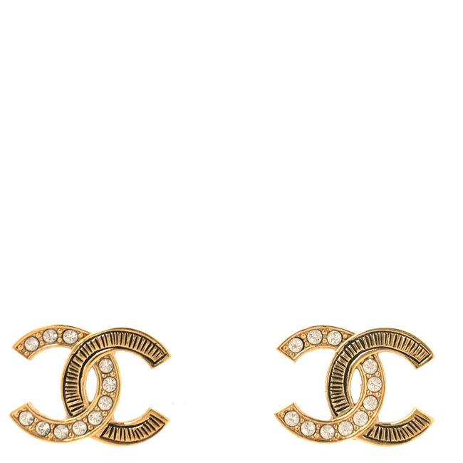 Metal Crystal CC Earrings Gold Hover Image