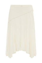 White Ruched Asymmetric Midi Skirt
