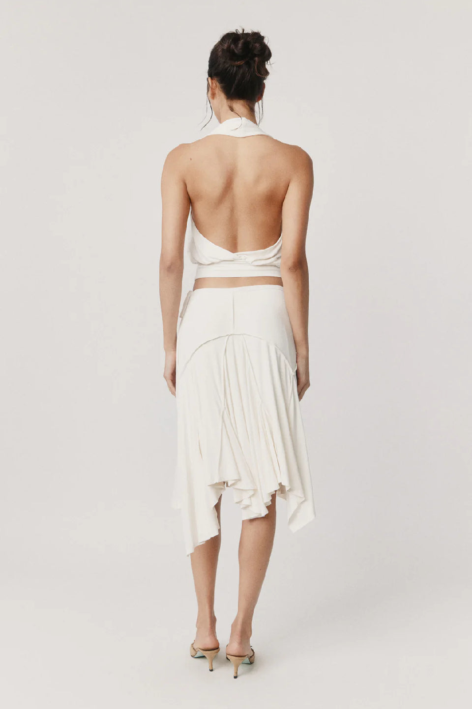 White Cross Halter Open Back Top