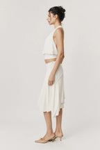 White Cross Halter Open Back Top