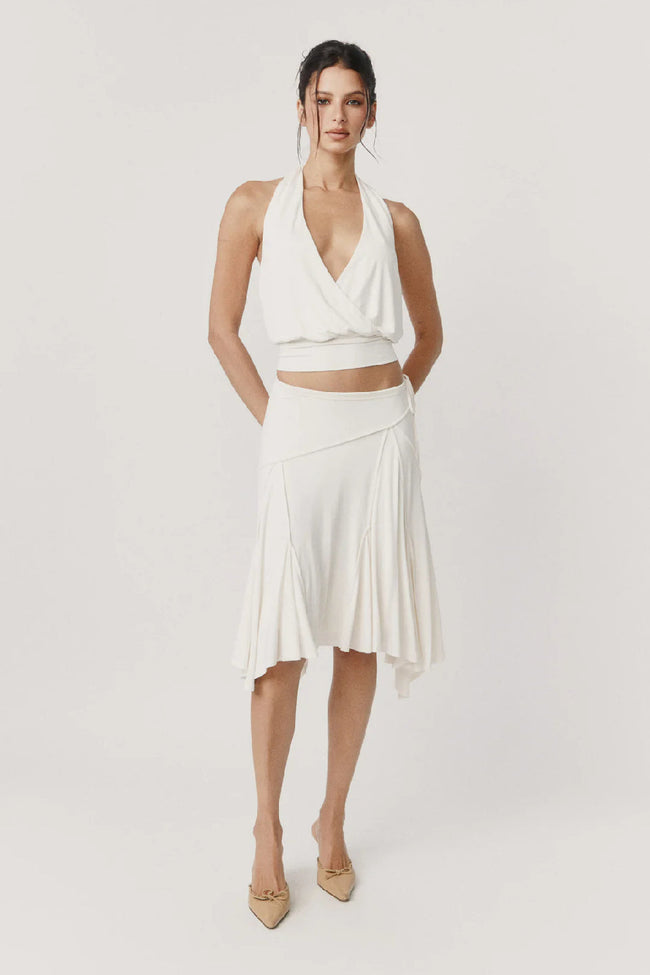 White Cross Halter Open Back Top Main Image