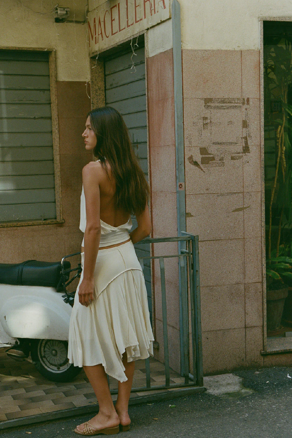 White Cross Halter Open Back Top