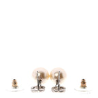 Crystal Pearl CC Drop Earrings Silver Pearly White