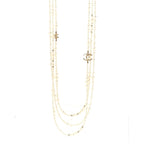 Metal Pearl Crystal Graduated CC Multi Strand Necklace Gold