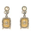 Gripoix Poured Glass Square CC Drop Earrings Green