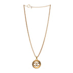 CC Chain Pendant Long Necklace Gold