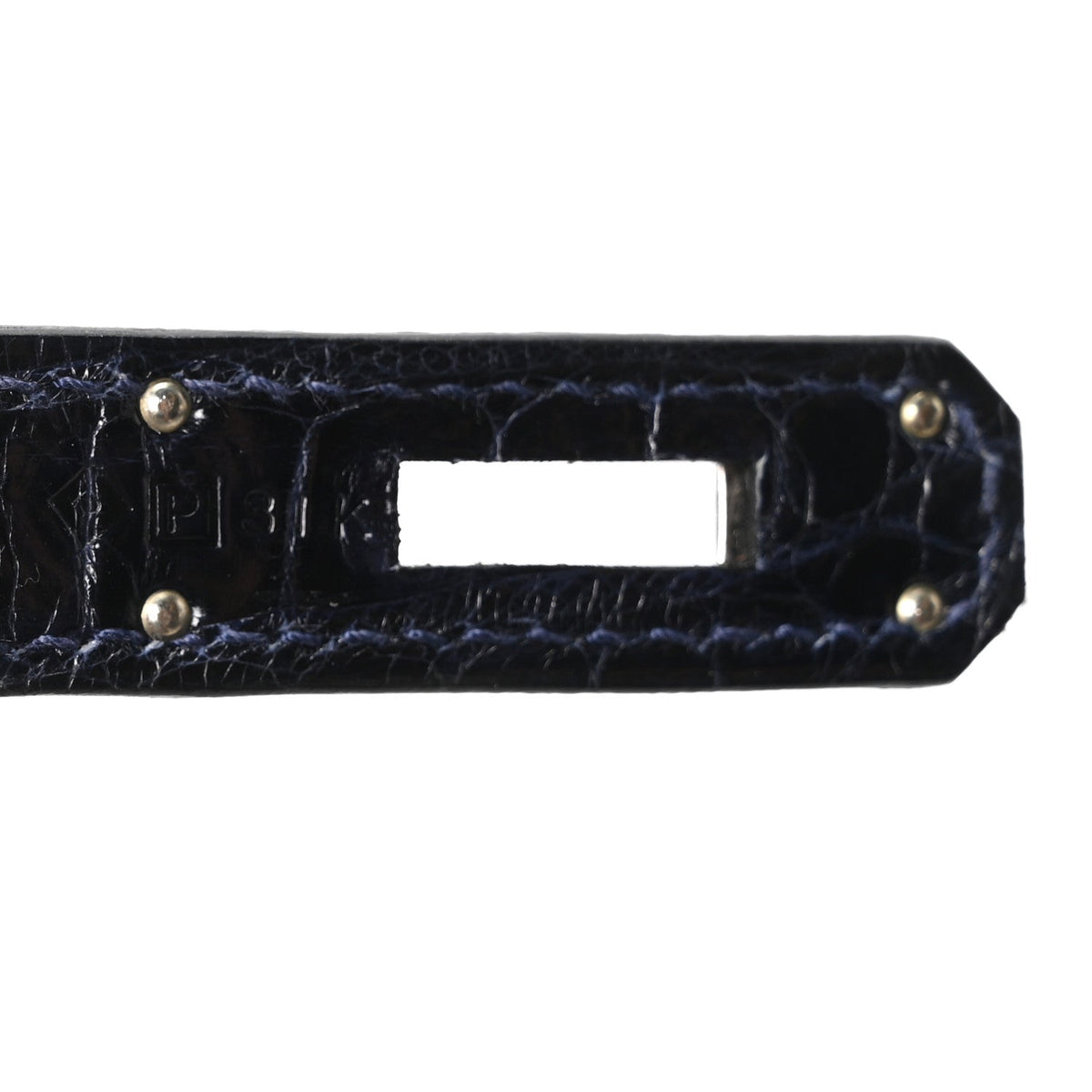 Shiny Porosus Crocodile Birkin 30 Bleu Marine