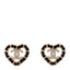 Crystal Lambskin Chain CC Heart Earrings Gold Black