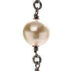 Graduated Pearl Crystal CC Long Necklace Silver