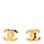 Metal CC Paris Button Stud Earrings Gold