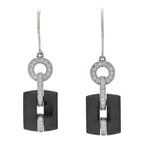 18K White Gold Diamond Ceramic Ultra Drop Earrings Black