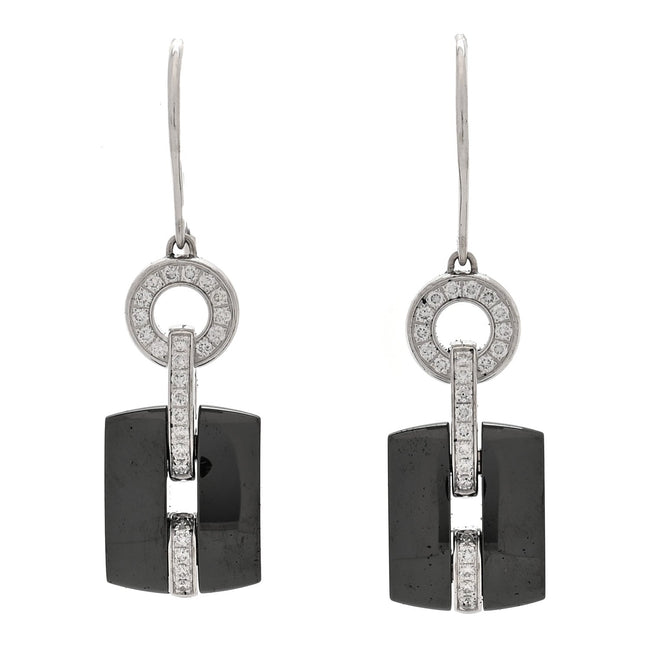 18K White Gold Diamond Ceramic Ultra Drop Earrings Black Hover Image