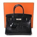 Shiny Porosus Crocodile Birkin 30 Bleu Marine