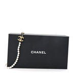 Calfskin Pearl Chain 90's Camellia Long Necklace Black Gold