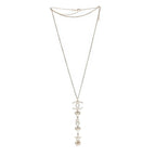 Pearl Crystal CC No 5 Heart Star Pendant Necklace Gold