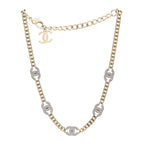 Crystal Chain CC Link Choker Gold Silver