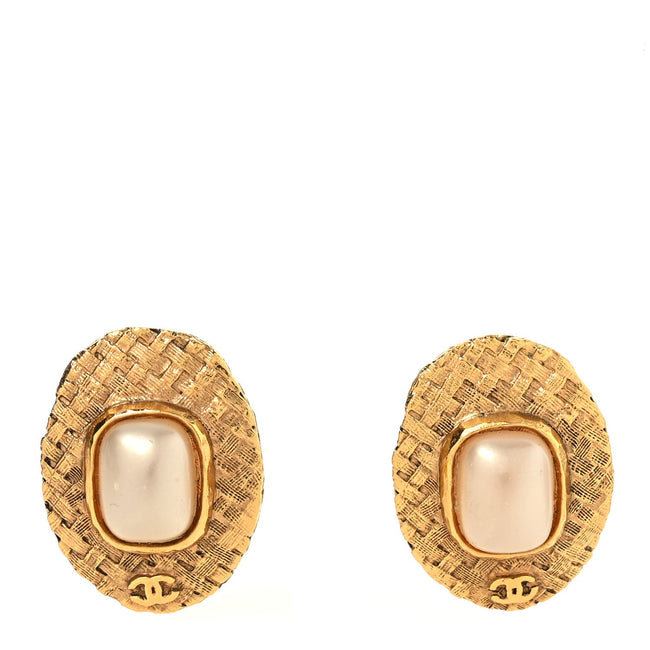 Pearl Clip On Earrings Gold Hover Image